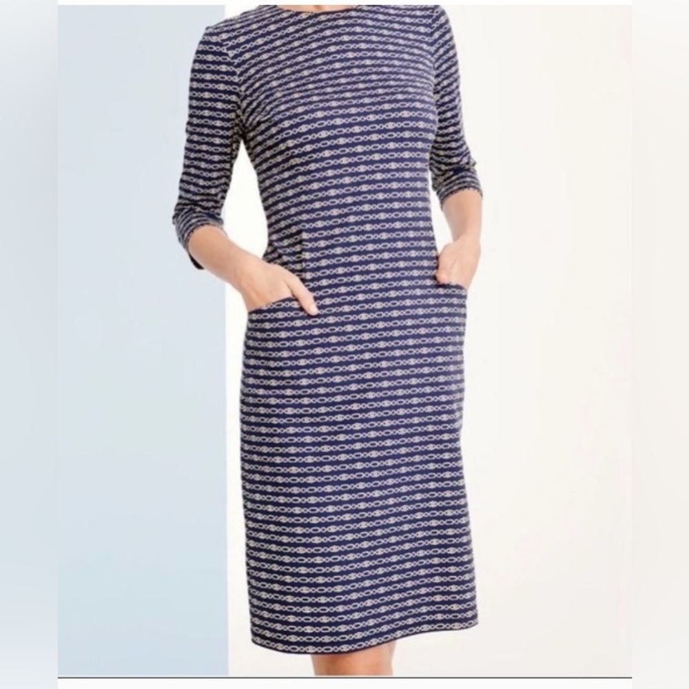 J McLaughlin Catalyst Dress Womens M Catalina Cloth Carriage Chain Print Preppy